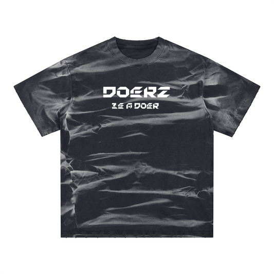 Irregular Stripe Frayed Monkey Washed T-Shirt - 250 GSM