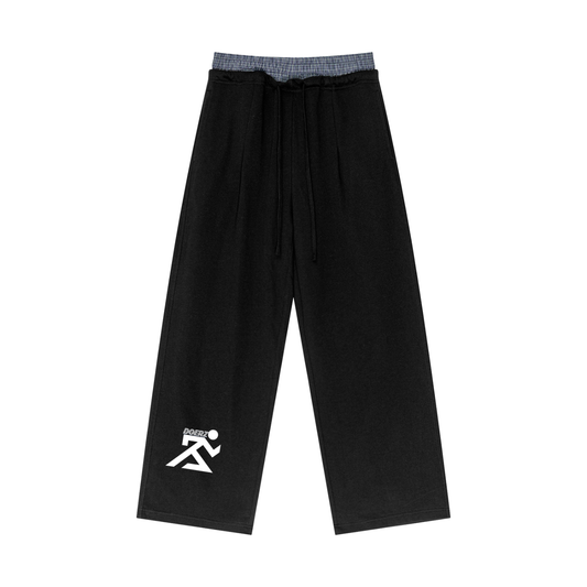 Plaid Contrast Waist Pants