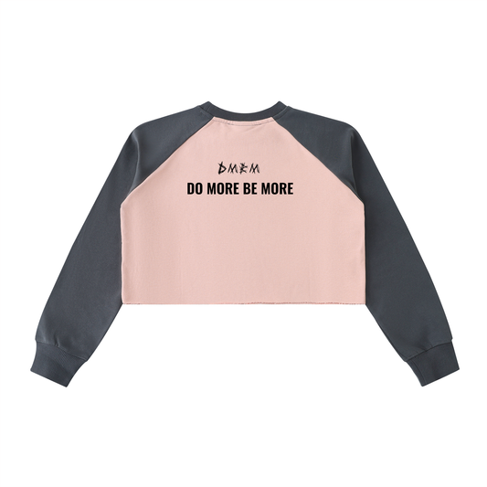 Raw-Hem Color-Block Raglan Crop Sweatshirt