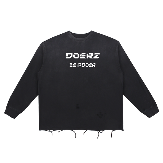 Snow Wash Raw Edge Cotton T-Shirt