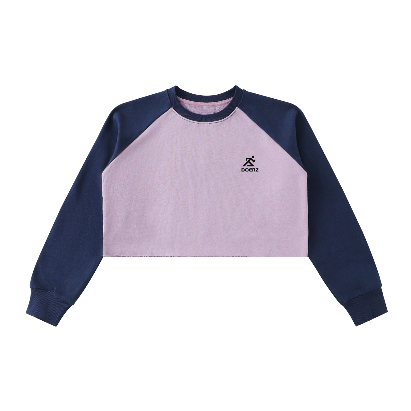 Raw-Hem Color-Block Raglan Crop Sweatshirt