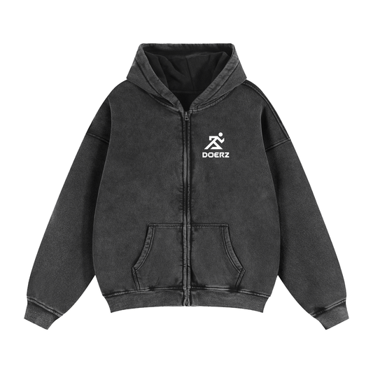 Zip-Through Boxy Fleece Hoodie