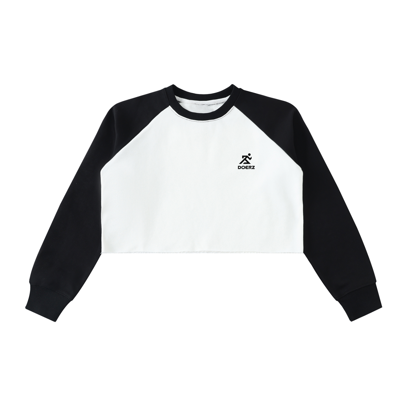 Raw-Hem Color-Block Raglan Crop Sweatshirt