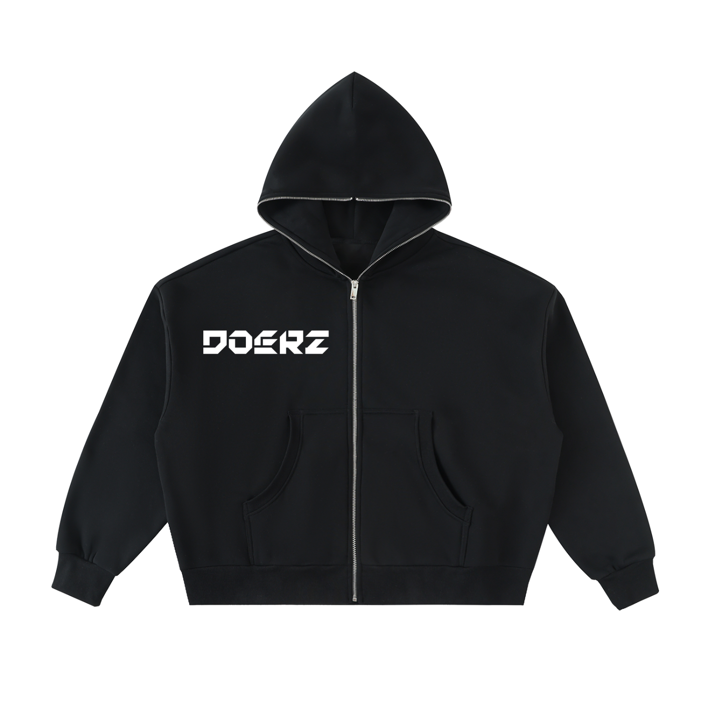 Fleeced Full-Zip Boxy Hoodie