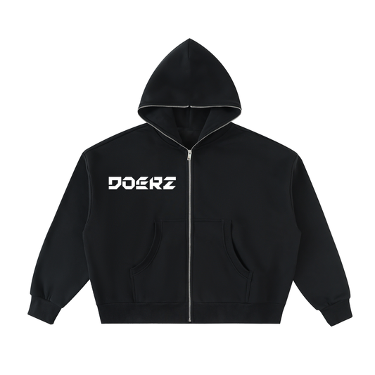 Fleeced Full-Zip Boxy Hoodie