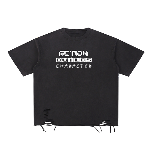 Snow Washed Raw-Hem T-Shirt