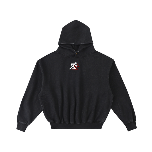 Frayed Enzyme Washed Fleece Hoodie