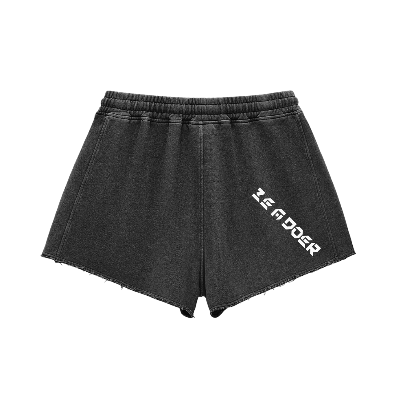Women Snow Washed Raw Edge Drawstring Shorts