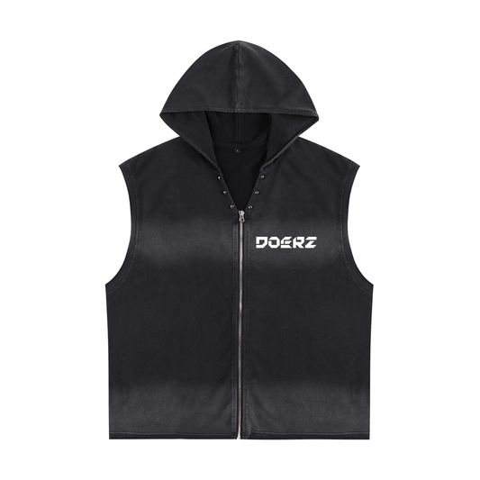 Vintage Washed Zip-Up Hooded Tank Top