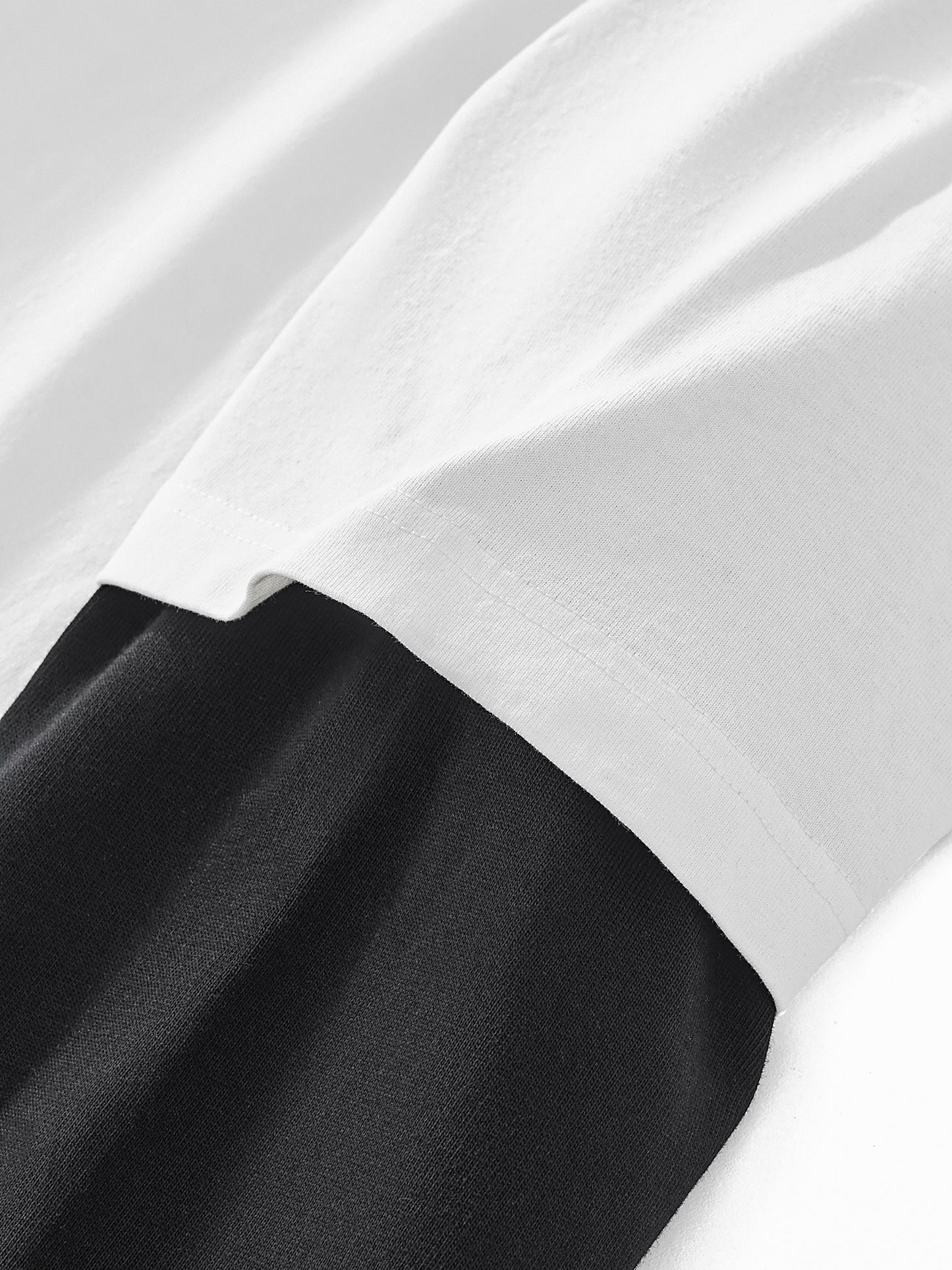 Layered Contrast Sleeve Cotton T-Shirt.